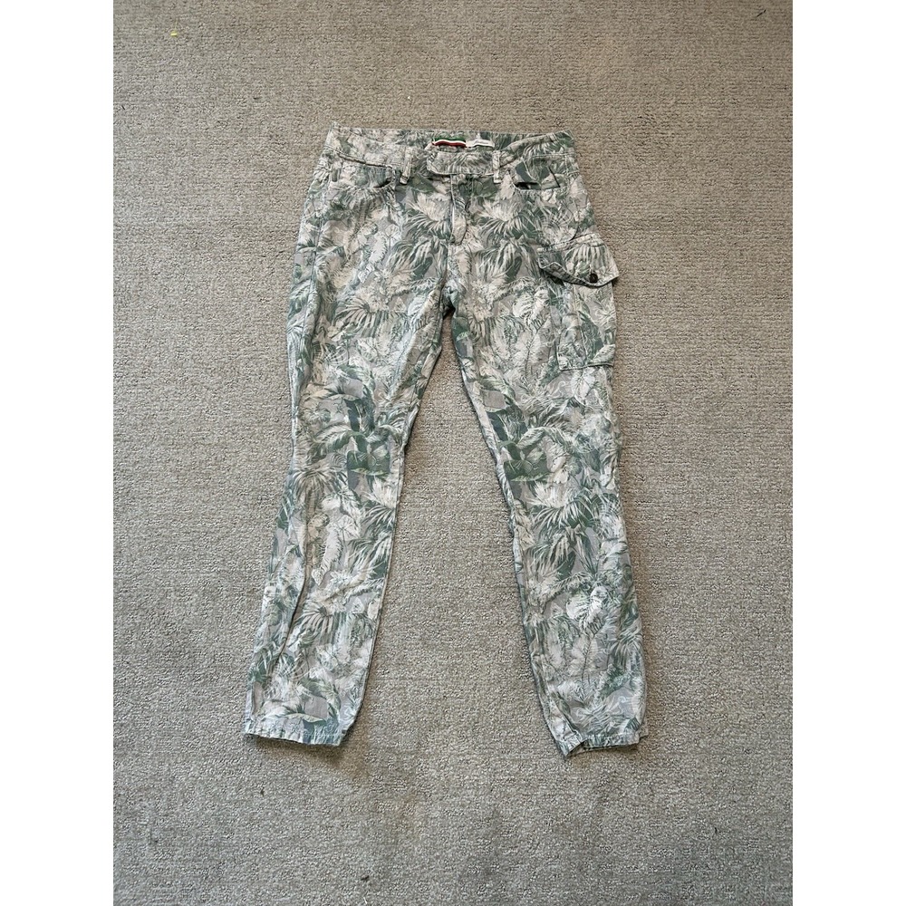 Please Italian Camo Print Linen Blend Size Medium Men's Cargo Pants - Designer